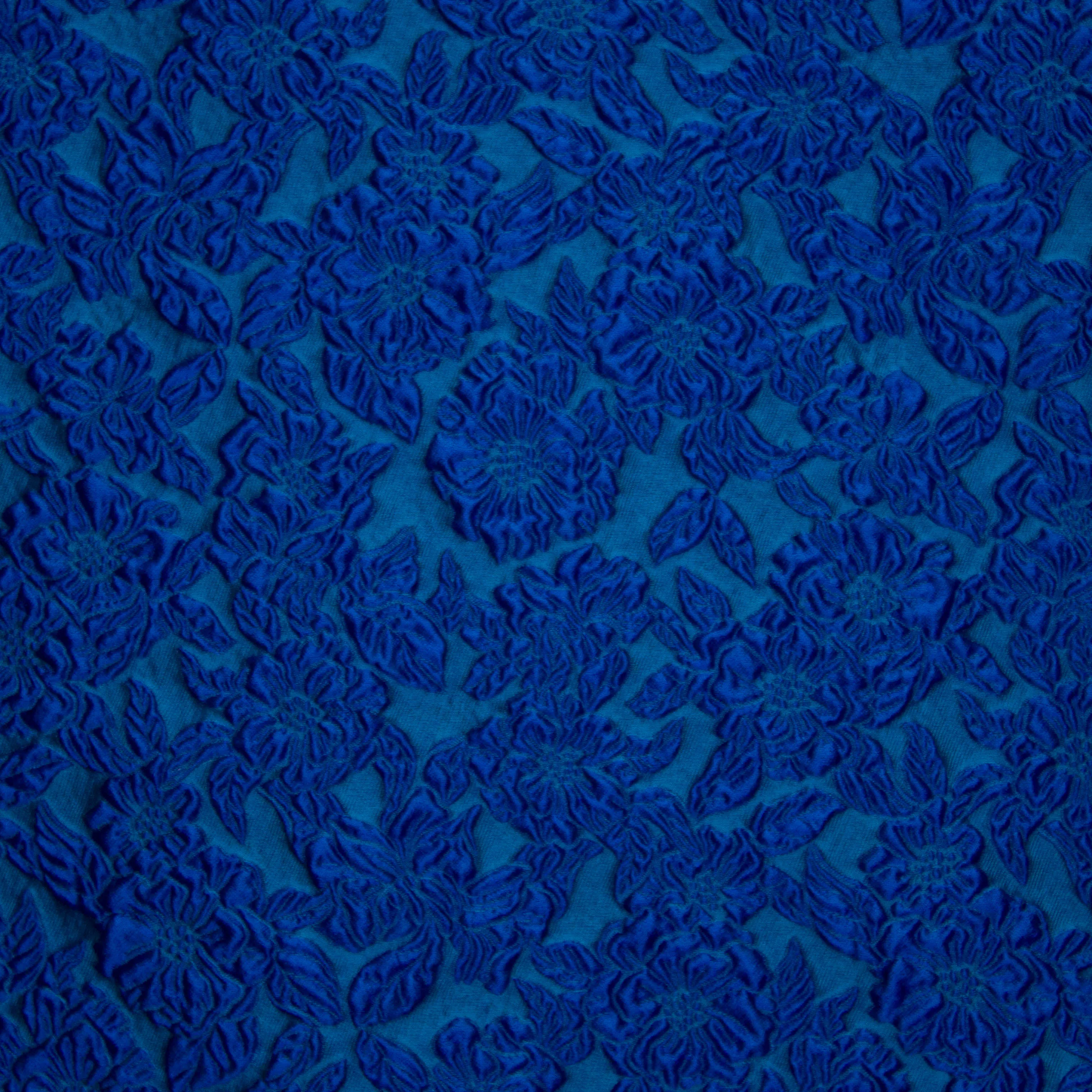 Jacquard blauw met bloemen - Lorré